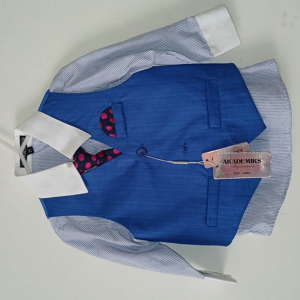 Akademiks Toddler boys dress shirt vest and snap on tie set | Size: 2T‎